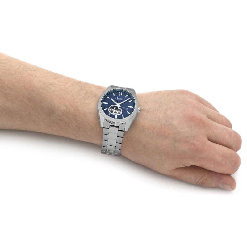 Orologio Uomo Bulova Automatico Surveyor Blu Open Heart 96A275